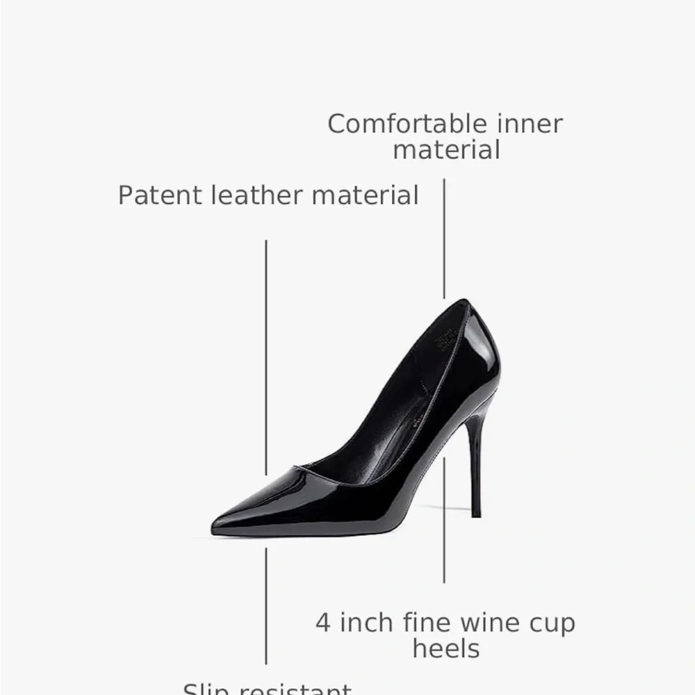 Elisabet Tang Black Patent Leather Stiletto High Heel Pumps-size 7-NWT‎